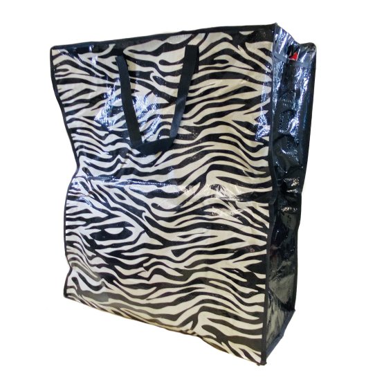 Jumbo Vinyl Shopping Bag with Handles [Zebra]